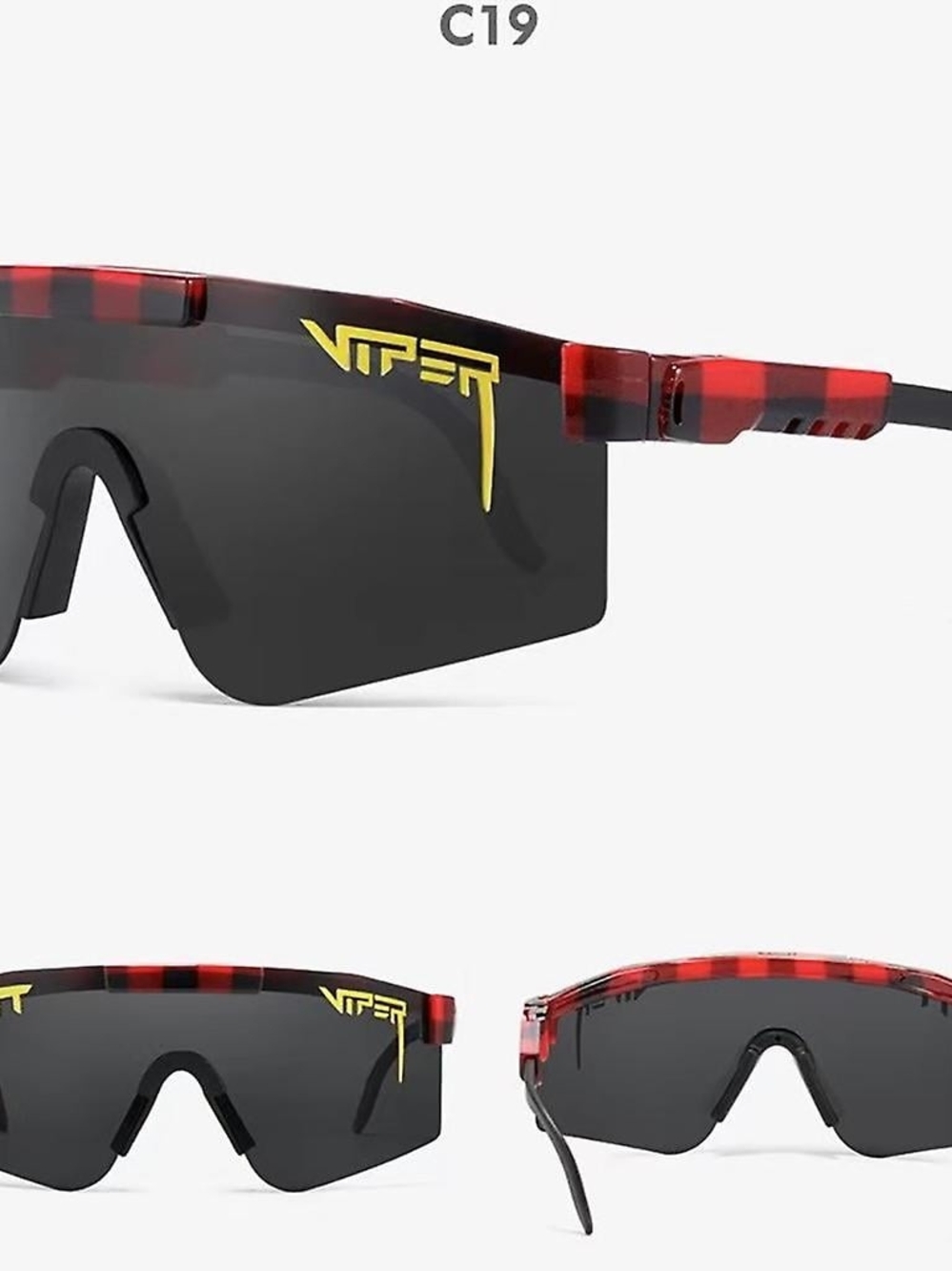Pit Viper Shield Sunglasses Red Tortoise with Black Lens and Yellow Logo